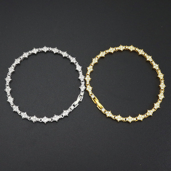 Classic Cluster Tennis Bracelet | White Gold