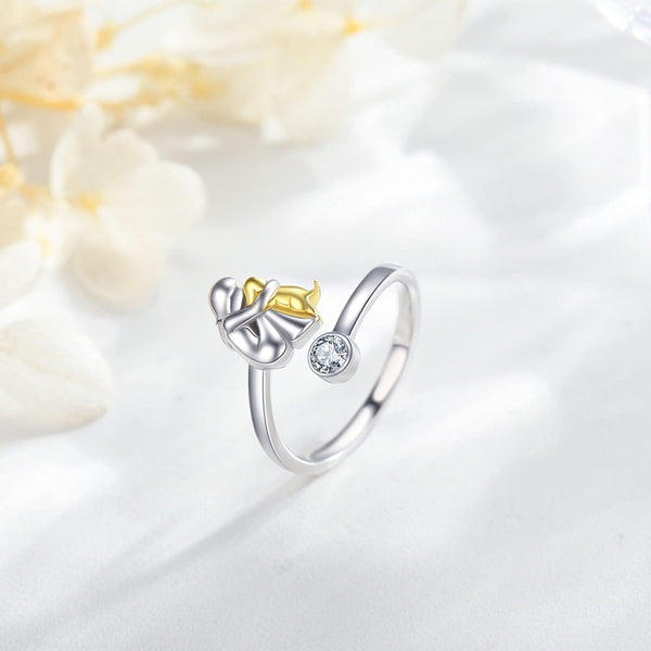 Silver Dog Ring with Zirconia