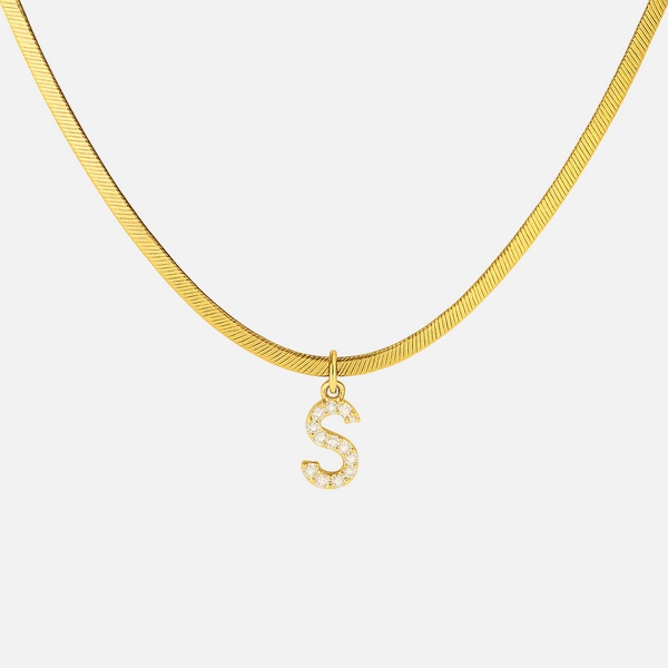 Diamond Initial Herringbone Necklace