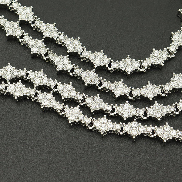 Classic Cluster Tennis Necklace | White Gold