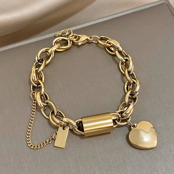 Heartened Chunky Bracelet | White Gold