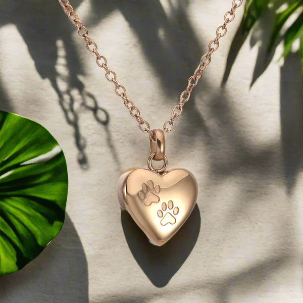 Heart-Shaped Pendant with Paw Engraving