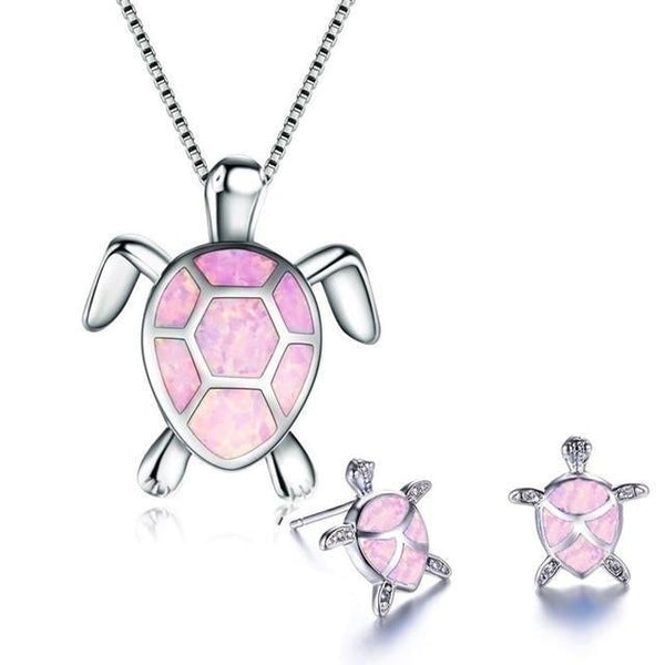 Sea Turtle Necklace + Earrings Set