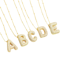 Bubble letter initial necklace set | White Gold