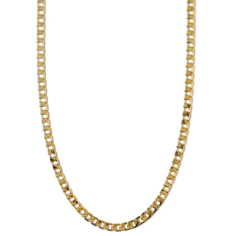 Flat Link Curb Chain Necklace | White Gold