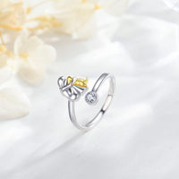 Silver Dog Ring with Zirconia