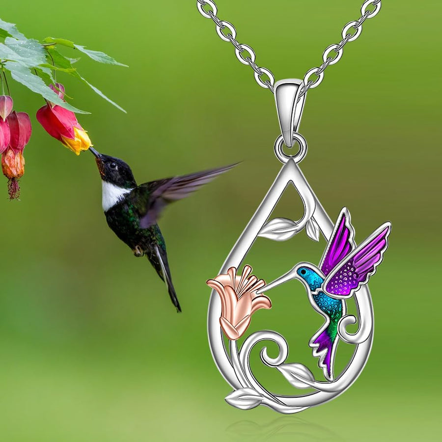 Beautiful Hummingbird Necklace + Earrings
