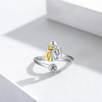 Silver Dog Ring with Zirconia
