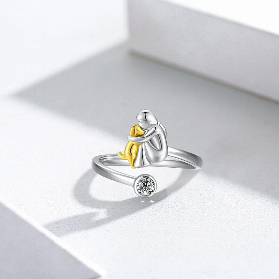 Silver Dog Ring with Zirconia