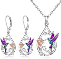 Beautiful Hummingbird Necklace + Earrings