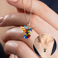 Colorful Hummingbird Necklace + Earrings