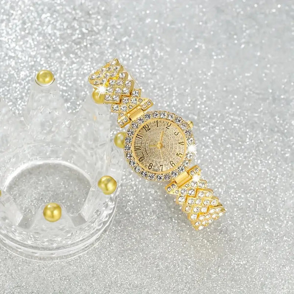 Luxe Radiance Gold Watch & Bracelet Set | Gold