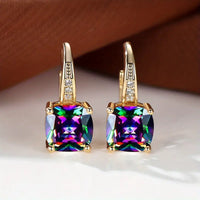 Mystic Stone Hoop Earrings | Gold