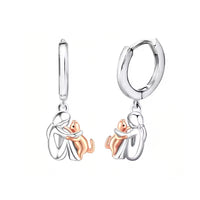 Cat Hug Pendant Necklace + Earrings