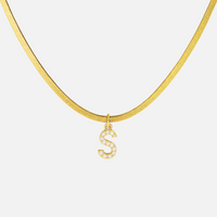 Diamond Initial Herringbone Necklace