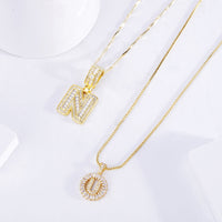 Pave letter initial necklace set | Gold