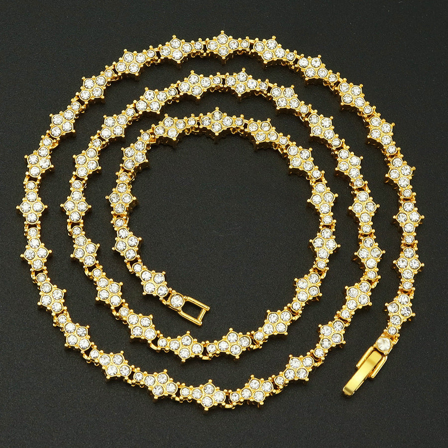 Classic Cluster Tennis Necklace | White Gold