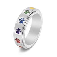 Spinning Paw Ring with Rainbow Paws