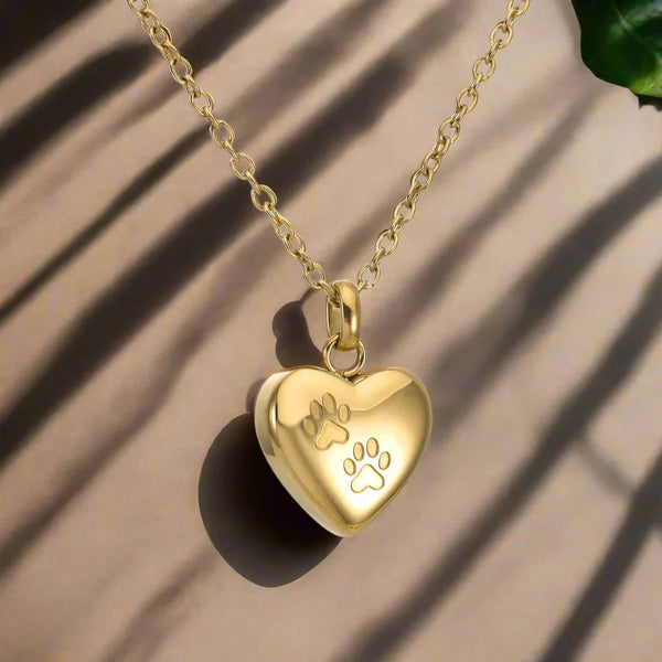 Heart-Shaped Pendant with Paw Engraving