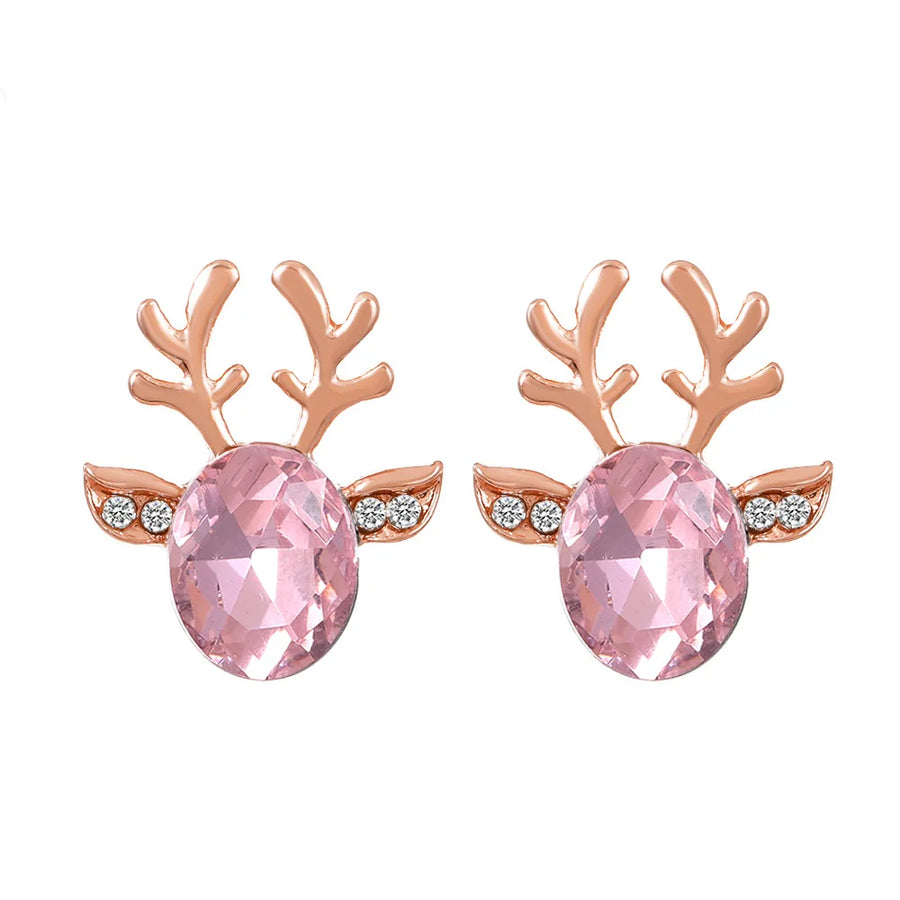 Festive Reindeer Crystal Stud Earrings