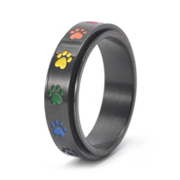 Spinning Paw Ring with Rainbow Paws