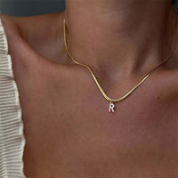 Diamond Initial Herringbone Necklace