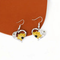 Boho Sunflower & Bee Dangle Earrings