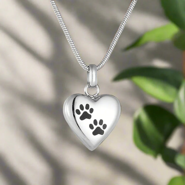 Heart-Shaped Pendant with Paw Engraving