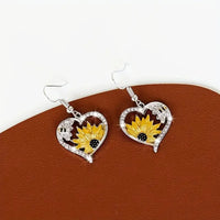 Boho Sunflower & Bee Dangle Earrings