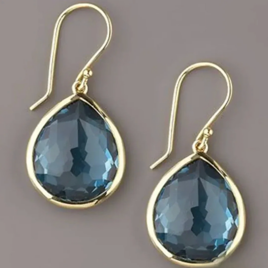 Retro Blue Crystal Drops Earrings