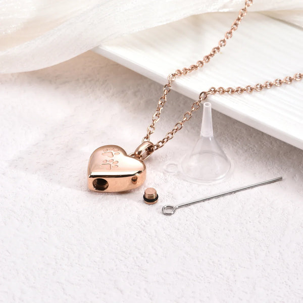 Heart-Shaped Pendant with Paw Engraving