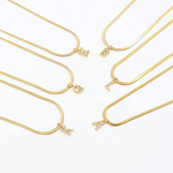 Diamond Initial Herringbone Necklace