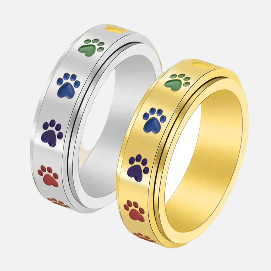 Spinning Paw Ring with Rainbow Paws