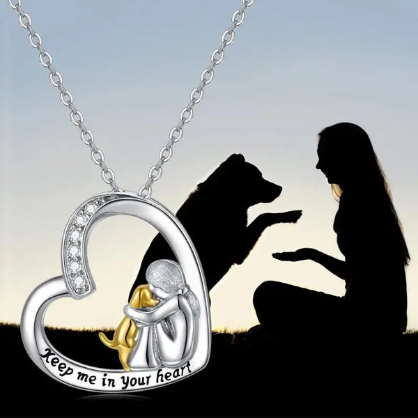Heart & Dog Design with Zirconia Necklace