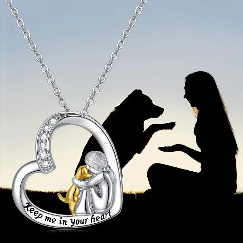 Heart & Dog Design with Zirconia Necklace