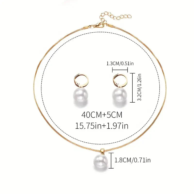 Elegant Graceful Pearl Necklace Set
