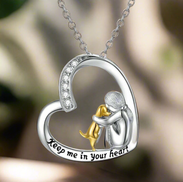 Heart & Dog Design with Zirconia Necklace