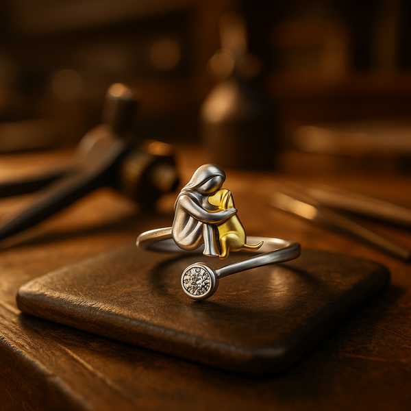 Silver Dog Ring with Zirconia