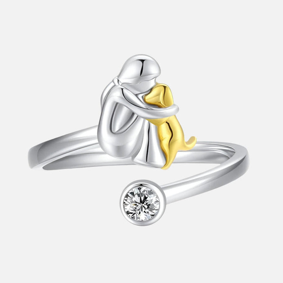 Silver Dog Ring with Zirconia