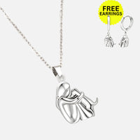 Hug Pendant Necklace + Earrings