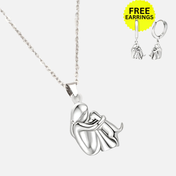 Hug Pendant Necklace + Earrings