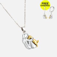 Hug Pendant Necklace + Earrings