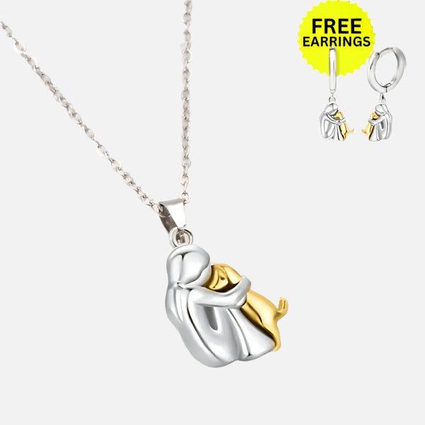 Hug Pendant Necklace + Earrings