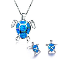 Sea Turtle Necklace + Earrings Set