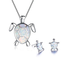 Sea Turtle Necklace + Earrings Set