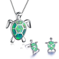 Sea Turtle Necklace + Earrings Set