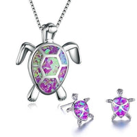 Sea Turtle Necklace + Earrings Set