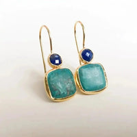 Vintage Ornate Gold Turquoise Earrings